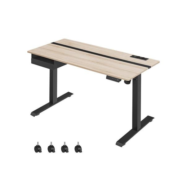 Rootz Elektrisk stående skrivebord - Sit Stand Skrivebord - Justerbar Højde Skrivebord - Greige Sort - Spånplade stål - Støjsvag drift - Hurtig juster