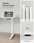 Miniatyrbild 8 av 8: Rootz Elektriskt stående skrivbord - Justerbart skrivbord - Sit Stand Skrivbord - Spånskiva Stålstomme - Non-Woven Tyg - 60cm x 140cm x (72-120)cm - W