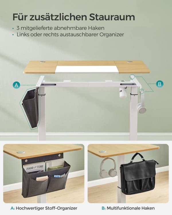 Rootz elektrisk stående skrivebord - Justerbart skrivebord - Sit Stand Skrivebord - Spånplade stålramme - Pastel Gul-Base hvid - 60 cm x 120 cm x (72-
