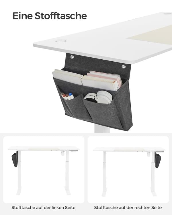Rootz Electric Seisomapöytä - Valkoinen seisomapöytä - Säädettävä työpöytä - Lastulevyteräspöytä - 60cm x 140cm x (72-120)cm - Ylikuumenemissuoja - Ma