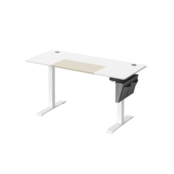 Rootz elektrisk ståbord - Hvidt ståbord - Justerbart skrivebord - Spånpladestålbord - 60cm x 140cm x (72-120)cm - Overophedningsbeskyttelse - Maks. be