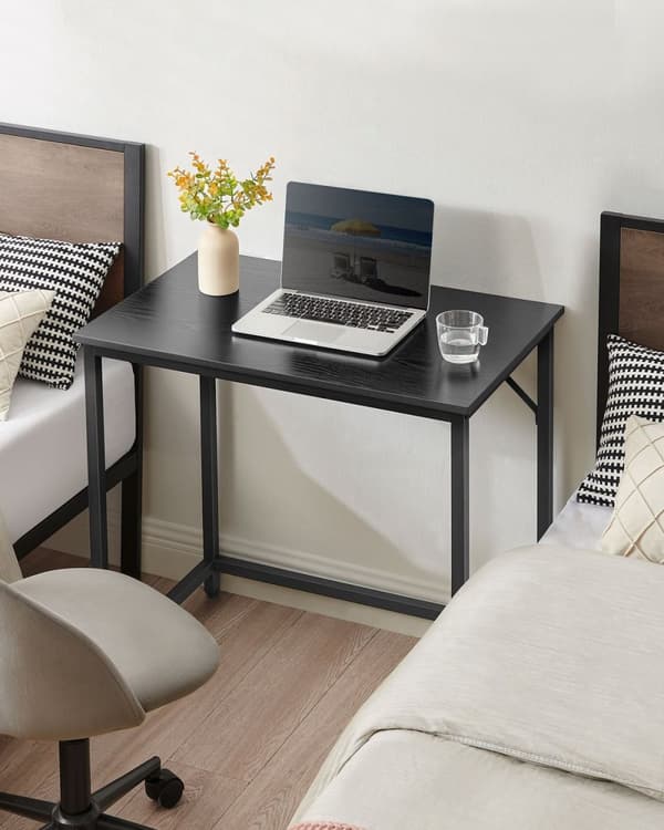 Rootz Black Desk - Studiebord - Skrivbord - Spånskiva och stål - Lättvikt - Enkel montering - Modern design - 50cm x 80cm x 76cm