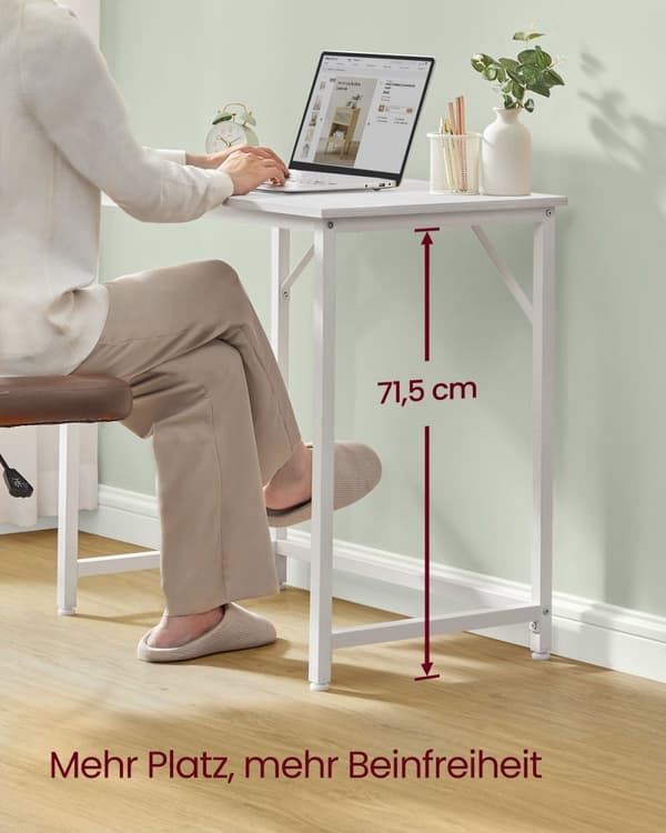 Rootz Maple White Desk - Työpöytä - Kirjoituspöytä - Lastulevy- ja teräsrakenne - Kevyt ja tukeva - 50 cm x 80 cm x 76 cm - Suurin kantavuus 50 kg