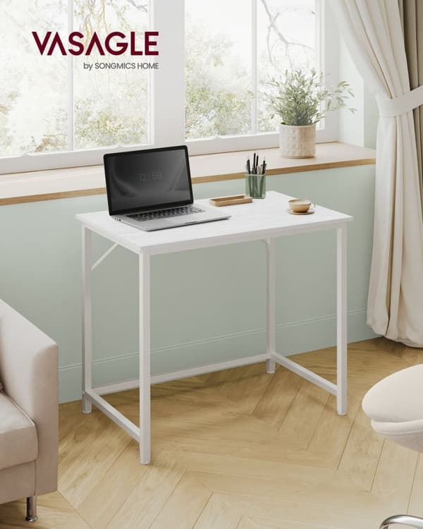 Rootz Maple White Desk - Työpöytä - Kirjoituspöytä - Lastulevy- ja teräsrakenne - Kevyt ja tukeva - 50 cm x 80 cm x 76 cm - Suurin kantavuus 50 kg