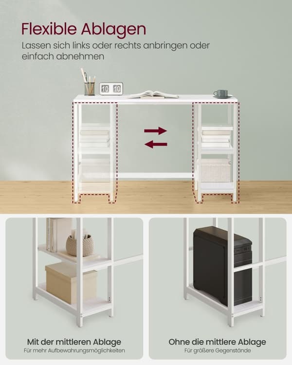 Rootz Maple White Skrivbord - Skrivbord - Arbetsbord - Spån- och stålkonstruktion - Rymlig arbetsyta - Enkel montering - 60cm x 120cm x 76cm
