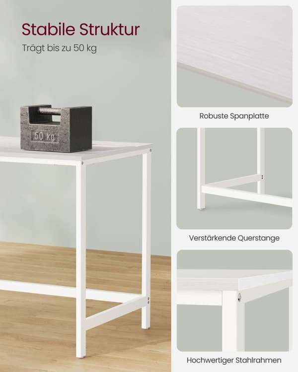 Rootz Maple White Skrivbord - Skrivbord - Arbetsbord - Spån- och stålkonstruktion - Rymlig arbetsyta - Enkel montering - 60cm x 120cm x 76cm