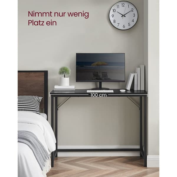 Rootz Black Desk - Työpöytä - Kirjoituspöytä - Lastulevy ja teräs - Suuri koko - Kevyt - Helppo koota - 50 cm x 100 cm x 75 cm