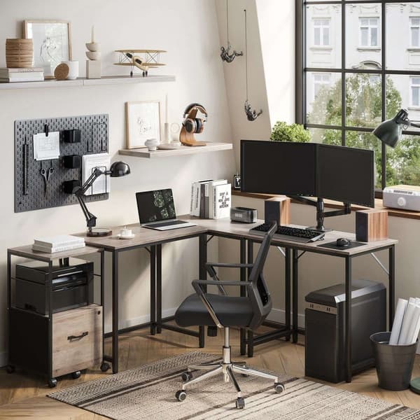 Rootz Greige Black Desk - Työpöytä - Työpiste - Lastulevy ja teräs - Kevyt - Helppo koota - Tilava - 50 cm x 80 cm x 76 cm