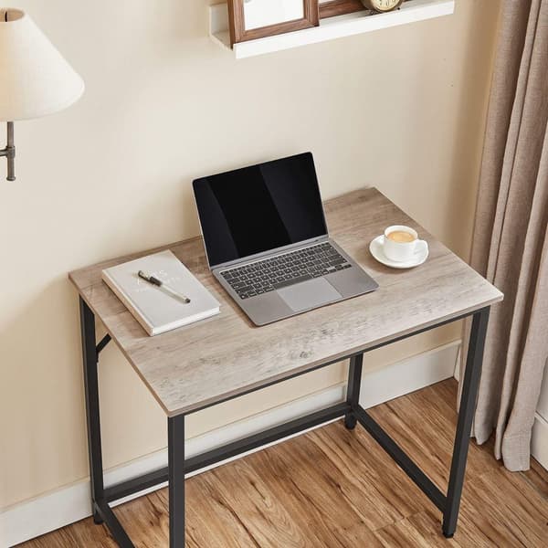 Rootz Greige Black Desk - Työpöytä - Työpiste - Lastulevy ja teräs - Kevyt - Helppo koota - Tilava - 50 cm x 80 cm x 76 cm