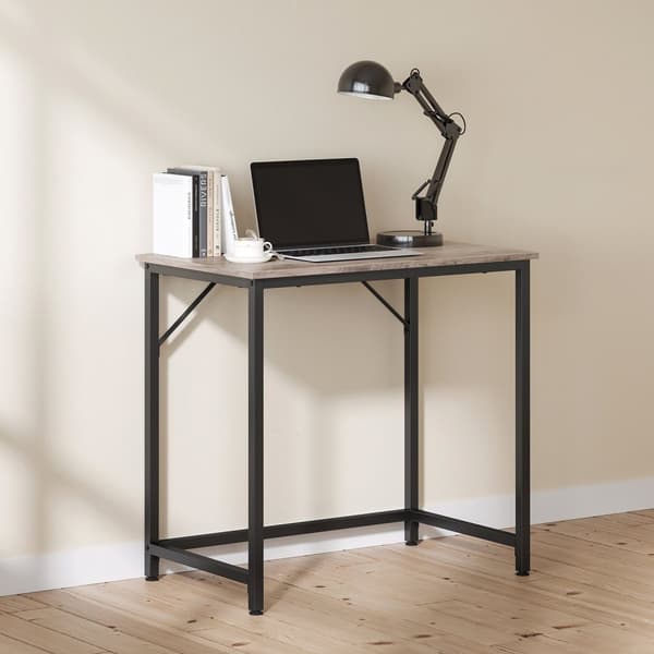 Rootz Greige Black Desk - Työpöytä - Työpiste - Lastulevy ja teräs - Kevyt - Helppo koota - Tilava - 50 cm x 80 cm x 76 cm