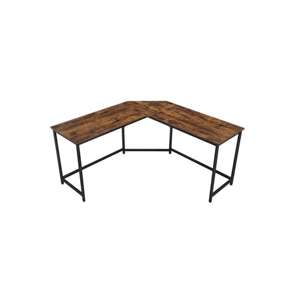 Rootz Vintage ruskea-musta kulmapöytä - lastulevypöytä - teräsrunko - tilava työpiste - helppo koota - 149 cm x 149 cm x 75 cm
