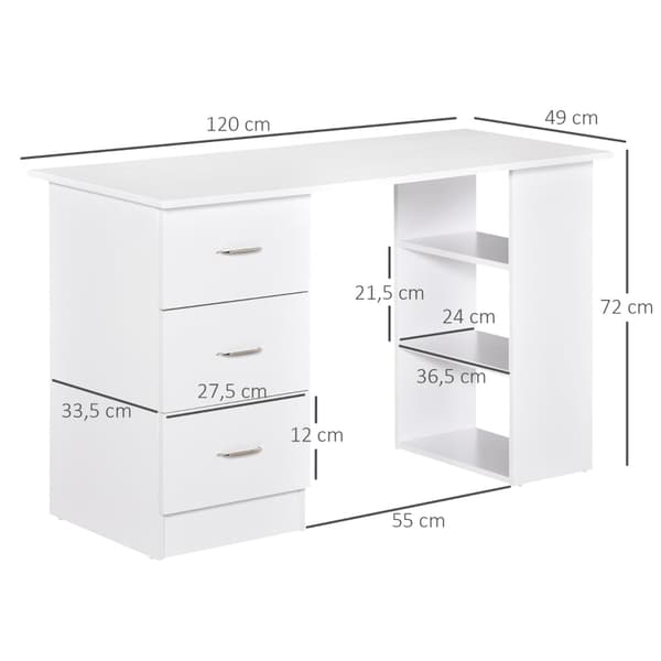 Rootz Desk -tietokonepöytä - Toimistopöytä - Työpöytä - Moderni muotoilu - Vankka rakenne - Tilava työtaso - 120cm x 49cm x 72cm