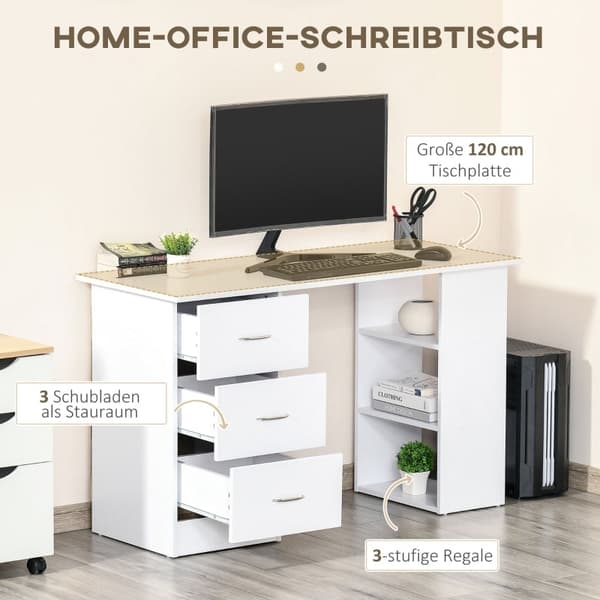Rootz Desk -tietokonepöytä - Toimistopöytä - Työpöytä - Moderni muotoilu - Vankka rakenne - Tilava työtaso - 120cm x 49cm x 72cm
