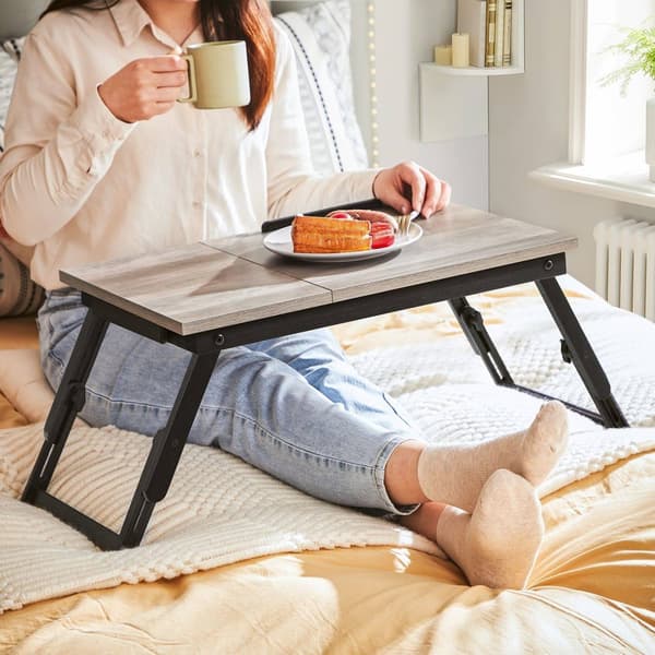 Rootz Bamboo Laptopställ - Greige Desk Riser - Justerbar höjd - Lätt - Miljövänligt - 55 cm x 35 cm x 23 cm