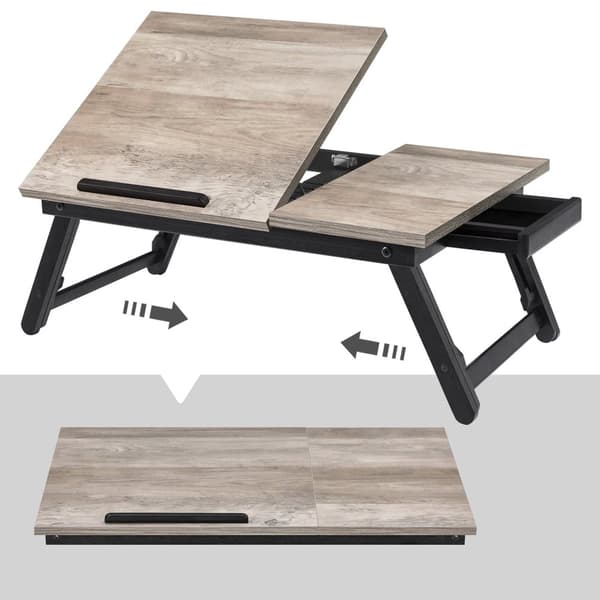 Rootz Bamboo Laptopställ - Greige Desk Riser - Justerbar höjd - Lätt - Miljövänligt - 55 cm x 35 cm x 23 cm