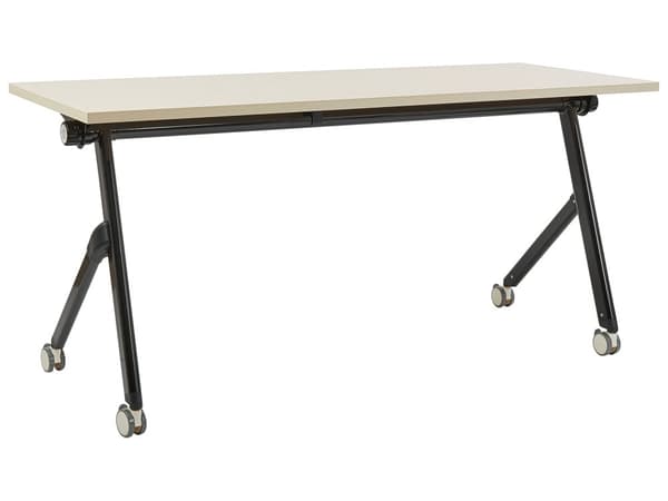 Klap Skrivebord Træ Sort 160 x 60 cm Kontorbord Sammenklappeligt Klapbord til Unge Computerbord på Hjul Bord til Kontor