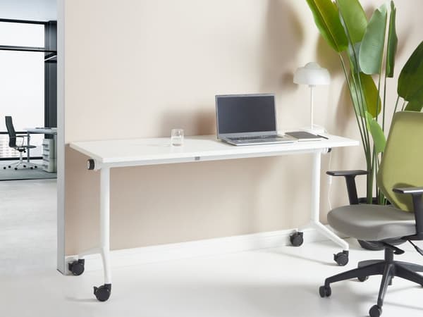Klap Skrivebord Hvid 160 x 60 cm Kontorbord Sammenklappeligt Klapbord til Unge Computerbord på Hjul Bord til Kontor