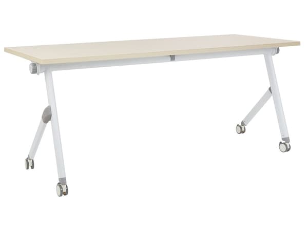 Klap Skrivebord Træ Hvid 180 x 60 cm Kontorbord Sammenklappeligt Klapbord til Unge Computerbord på Hjul Bord til Kontor