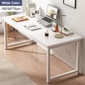 Miniatyrbilde 2 av 2: Stilrent Skrivebord med Hvit MDF-plate 160cm og Hvitlakkede Stålben