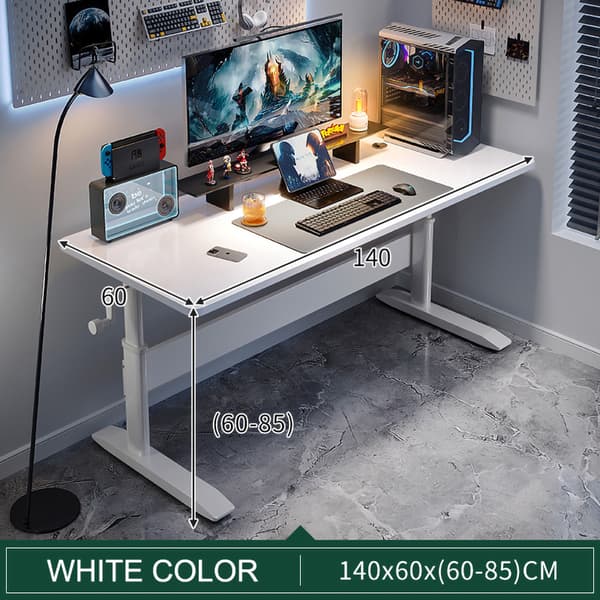 Ergonomisk højdejusterbart skrivebord 140 cm - hvid