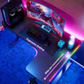 Miniatyrbild 4 av 6: Vänstersvängt Gamingbord med kolfibertextur - Svart