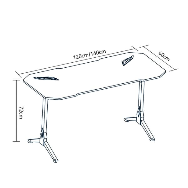 Gamingbord 140cm med RGB-Belysning og Stabile Stålben