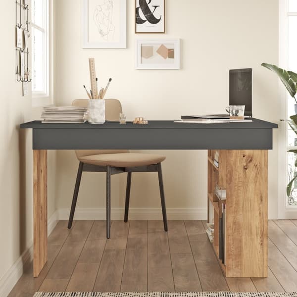 Chic Home Caarina kulmatyöpöytä 129x120xK72 cm, ruskea/antrasiitti