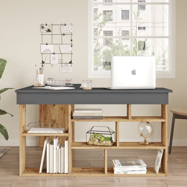 Chic Home Caarina kulmatyöpöytä 129x120xK72 cm, ruskea/antrasiitti