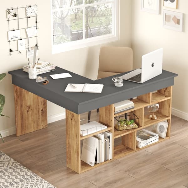 Chic Home Caarina kulmatyöpöytä 129x120xK72 cm, ruskea/antrasiitti