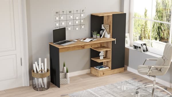 Chic Home Celeste työpöytä hyllyköllä 152x40xK120 cm, musta/ruskea