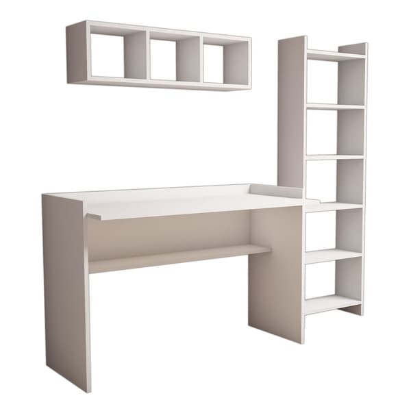 Chic Home Heini työpöytä hyllyköillä 118x58xK80 cm, valkoinen