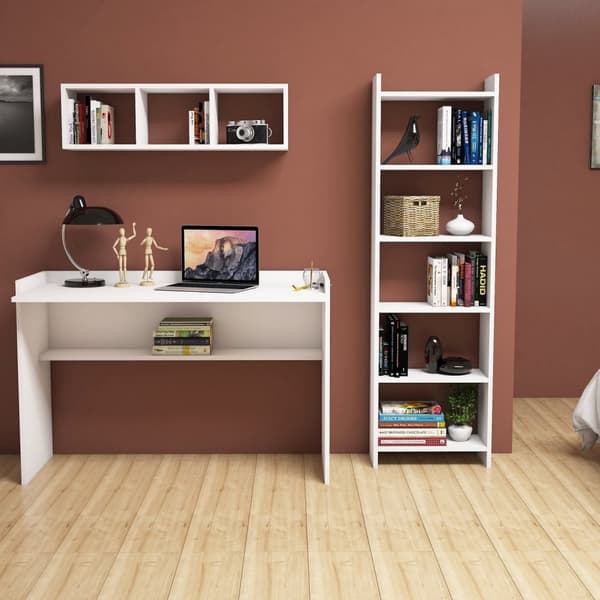 Chic Home Heini työpöytä hyllyköillä 118x58xK80 cm, valkoinen