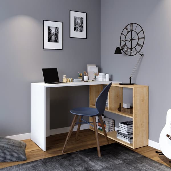 Chic Home Joonatan työpöytä 120xK75 cm, valkoinen/ruskea