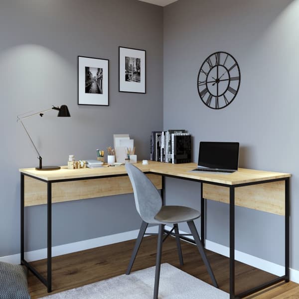 Chic Home Kauko kulmatyöpöytä 160x60xK72 cm, vaaleanruskea