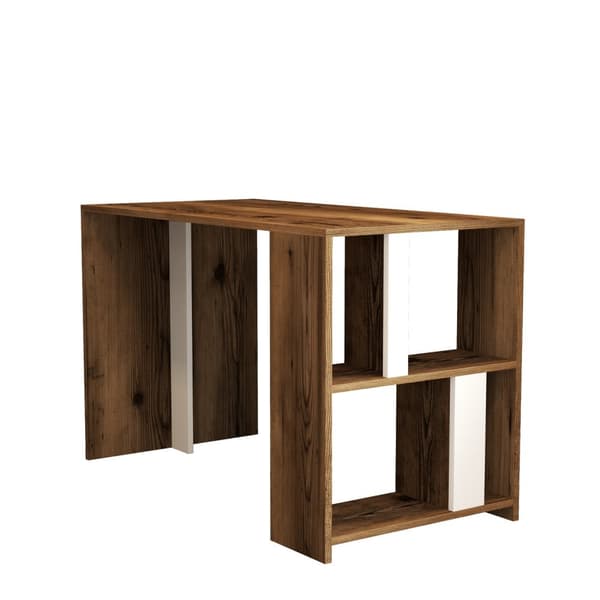 Chic Home Linette työpöytä hyllyköllä 120x60xK75 cm, tummanruskea/valkoinen