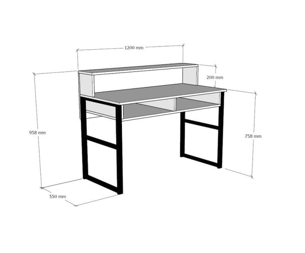 Chic Home Zaiga työpöytä 120x55xK96 cm, valkoinen/musta