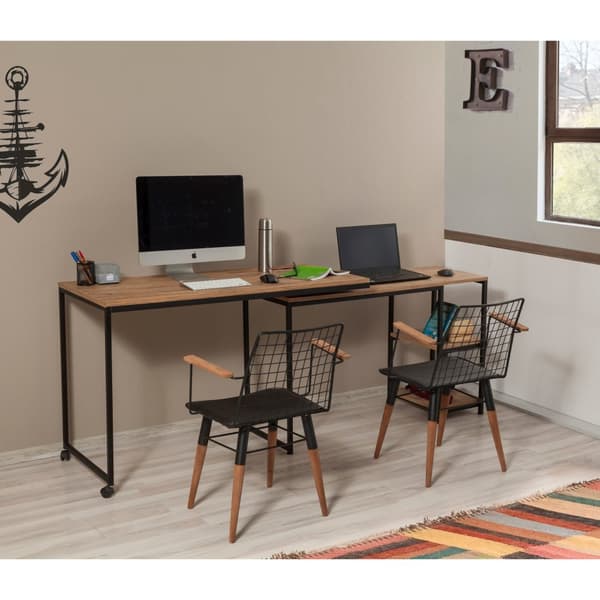 Chic Home Ilmo jatkettava työpöytä, ruskea/musta