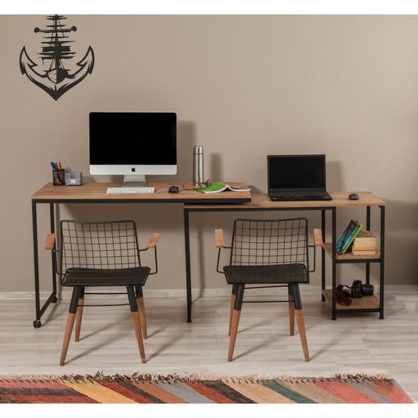 Chic Home Ilmo jatkettava työpöytä, ruskea/musta