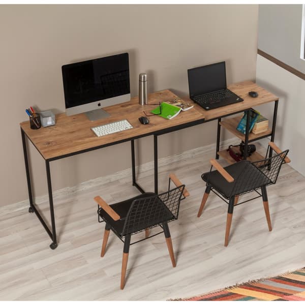 Chic Home Ilmo jatkettava työpöytä, ruskea/musta