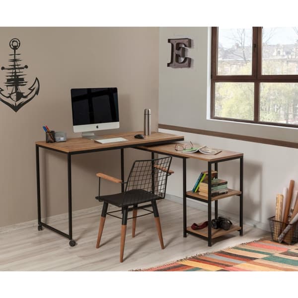 Chic Home Ilmo jatkettava työpöytä, ruskea/musta