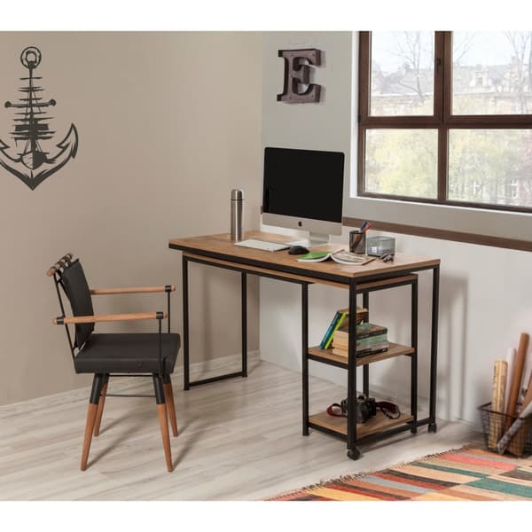 Chic Home Ilmo jatkettava työpöytä, ruskea/musta