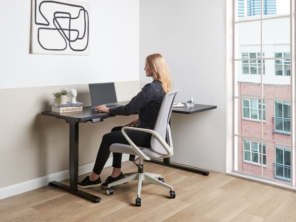 Hæve Sænkebord Elektrisk Sort 160 x 59 cm Ergonomisk Kontorbord El Skrivebord til Hjemmekontor Værelse Moderne Computerbord