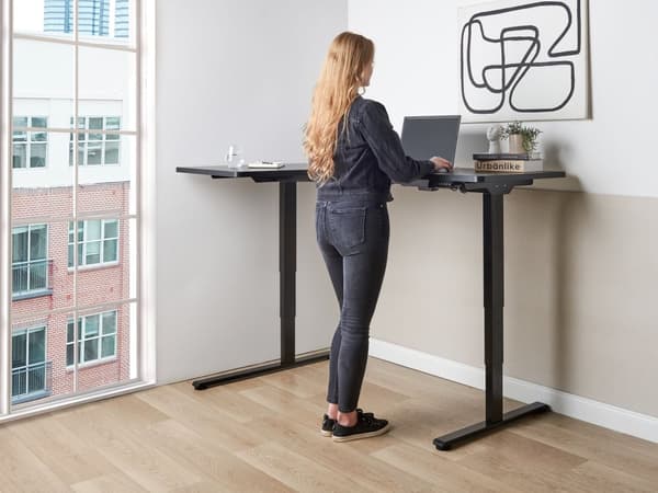 Hæve Sænkebord Elektrisk Sort 160 x 59 cm Ergonomisk Kontorbord El Skrivebord til Hjemmekontor Værelse Moderne Computerbord