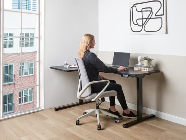 Hæve Sænkebord Elektrisk Sort 160 x 59 cm Ergonomisk Kontorbord El Skrivebord til Hjemmekontor Værelse Moderne Computerbord