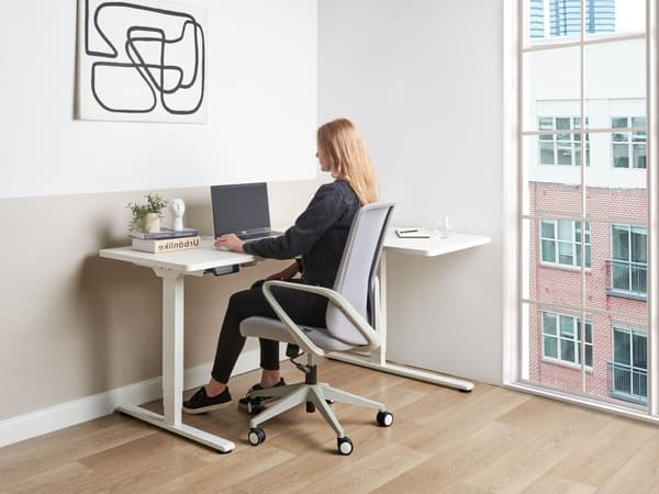 Hæve Sænkebord Elektrisk Hvid 160 x 59 cm Ergonomisk Kontorbord El Skrivebord til Hjemmekontor Værelse Moderne Computerbord