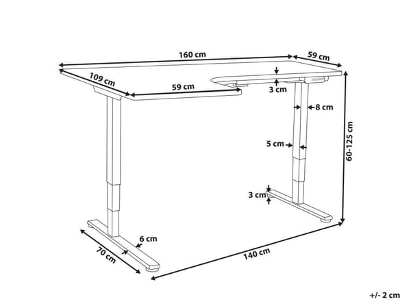 Hæve Sænkebord Elektrisk Hvid 160 x 59 cm Ergonomisk Kontorbord El Skrivebord til Hjemmekontor Værelse Moderne Computerbord