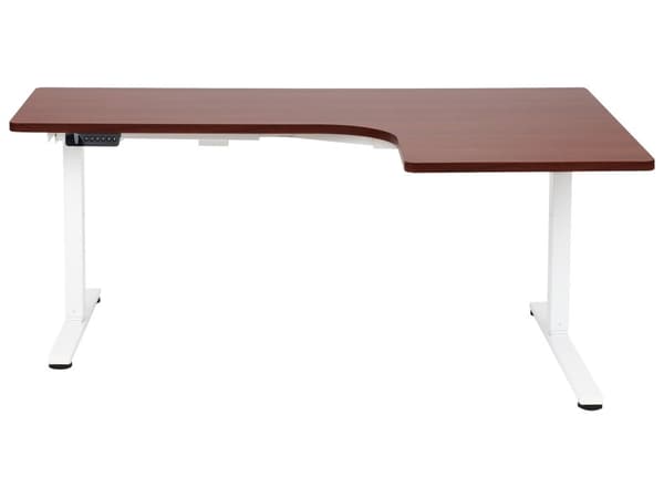 Hæve Sænkebord Elektrisk Hvid Brun 160 x 59 cm Ergonomisk Kontorbord El Skrivebord til Hjemmekontor Værelse Moderne Computerbord