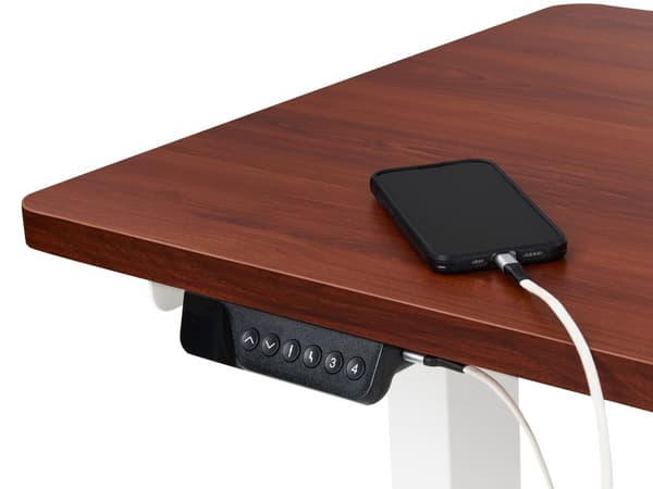 Hæve Sænkebord Elektrisk Hvid Brun 160 x 59 cm Ergonomisk Kontorbord El Skrivebord til Hjemmekontor Værelse Moderne Computerbord