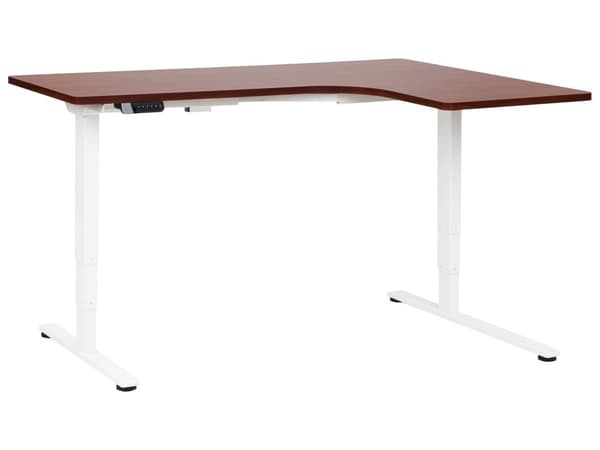 Hæve Sænkebord Elektrisk Hvid Brun 160 x 59 cm Ergonomisk Kontorbord El Skrivebord til Hjemmekontor Værelse Moderne Computerbord