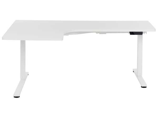 Elektrisk Justerbart Venstre Skrivebord Hvit Bordplate Hvit Stålramme 160 x 59 cm Sitt og Stå L-formet Moderne Design